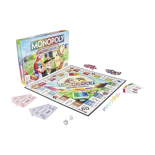 모노폴리 Monopoly Unicorns vs. Llamas Board Game for Ages 8 and up, Play on Team Unicorn or Team Llama [Amazon Exclusive] - Amazon Exclusive