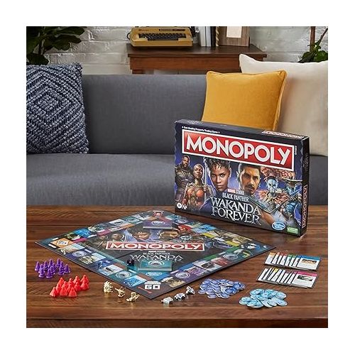 모노폴리 Monopoly: Marvel Studios' Black Panther: Wakanda Forever Edition Board Game for Families and Kids Ages 8+, Game for 2-6 Players