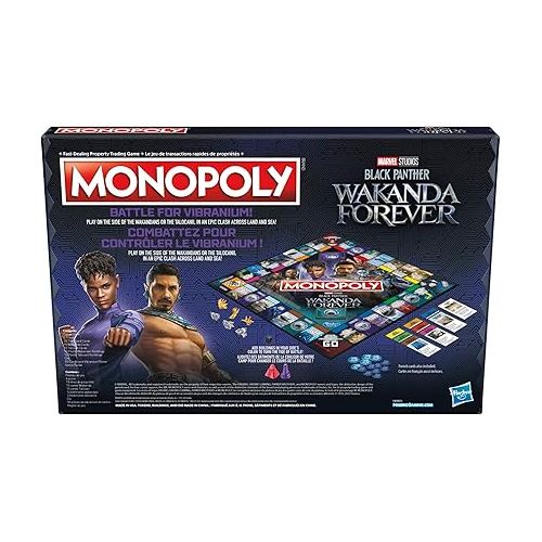 모노폴리 Monopoly: Marvel Studios' Black Panther: Wakanda Forever Edition Board Game for Families and Kids Ages 8+, Game for 2-6 Players