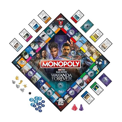 모노폴리 Monopoly: Marvel Studios' Black Panther: Wakanda Forever Edition Board Game for Families and Kids Ages 8+, Game for 2-6 Players