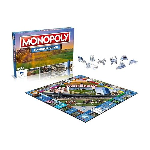 모노폴리 MONOPOLY Board Game - Lexington Edition: 2-6 Players Family Board Games for Kids and Adults, Board Games for Kids 8 and up, for Kids and Adults, Ideal for Game Night