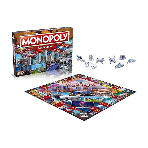 모노폴리 MONOPOLY Board Game - Tampa Edition: 2-6 Players Family Board Games for Kids and Adults, Board Games for Kids 8 and up, for Kids and Adults, Ideal for Game Night