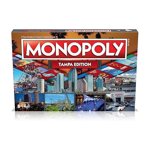 모노폴리 MONOPOLY Board Game - Tampa Edition: 2-6 Players Family Board Games for Kids and Adults, Board Games for Kids 8 and up, for Kids and Adults, Ideal for Game Night