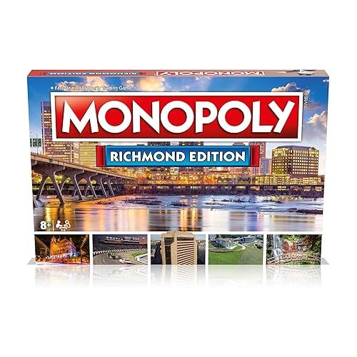 모노폴리 MONOPOLY Board Game - Richmond Edition: 2-6 Players Family Board Games for Kids and Adults, Board Games for Kids 8 and up, for Kids and Adults, Ideal for Game Night