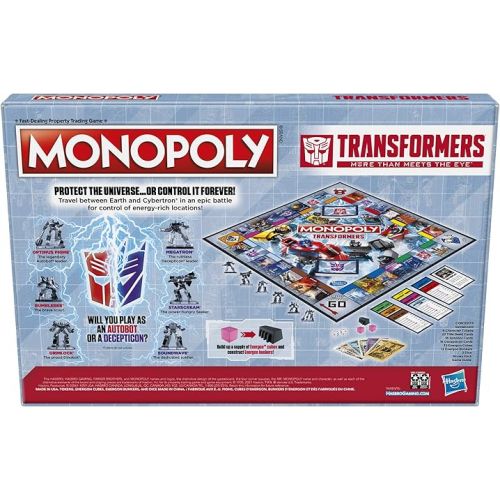 모노폴리 Monopoly: Transformers Edition Board Game for 2-6 Players Kids Ages 8 and Up, Includes Autobot and Decepticon Tokens