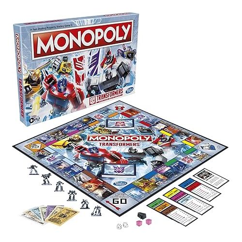 모노폴리 Monopoly: Transformers Edition Board Game for 2-6 Players Kids Ages 8 and Up, Includes Autobot and Decepticon Tokens