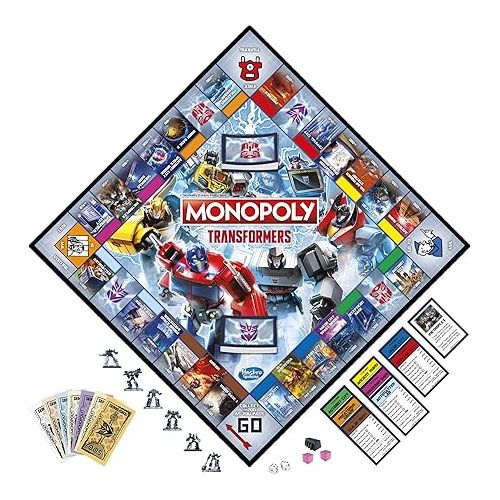모노폴리 Monopoly: Transformers Edition Board Game for 2-6 Players Kids Ages 8 and Up, Includes Autobot and Decepticon Tokens