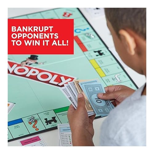 모노폴리 Monopoly Game, Family Board Games for 2 to 6 Players & Kids Ages 8 and Up, Includes 8 Tokens (Token Vote Edition)