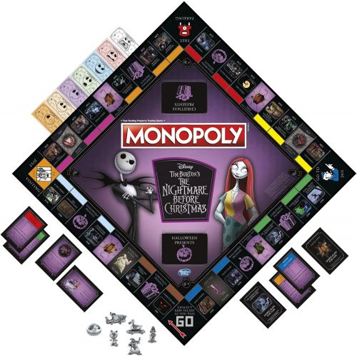 모노폴리 Monopoly: Disney Tim Burtons The Nightmare Before Christmas Edition Board Game, Fun Family Game, Board Game for Kids Ages 8 and Up (Amazon Exclusive)