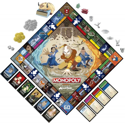 모노폴리 Monopoly: Avatar: Nickelodeon The Last Airbender Edition Board Game for Kids Ages 8 and Up, Play as a Member of Team Avatar (Amazon Exclusive)