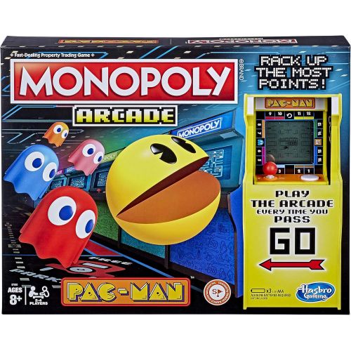 모노폴리 MONOPOLY Arcade Pac-Man Game Board Game for Kids Ages 8 and Up; Includes Banking and Arcade Unit