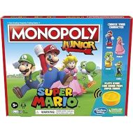 MONOPOLY Junior Super Mario Edition Board Game, Fun Kids Game Ages 5 and Up, Explore The Mushroom Kingdom as Mario, Peach, Yoshi, or Luigi
