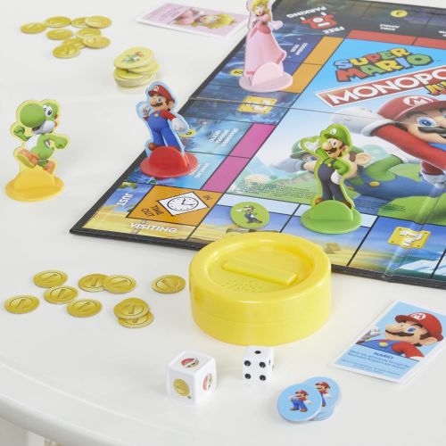 모노폴리 MONOPOLY Junior Super Mario Edition Board Game, Fun Kids Game Ages 5 and Up, Explore The Mushroom Kingdom as Mario, Peach, Yoshi, or Luigi