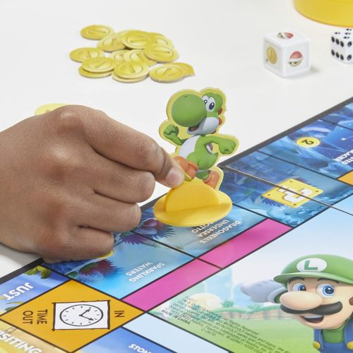 모노폴리 MONOPOLY Junior Super Mario Edition Board Game, Fun Kids Game Ages 5 and Up, Explore The Mushroom Kingdom as Mario, Peach, Yoshi, or Luigi