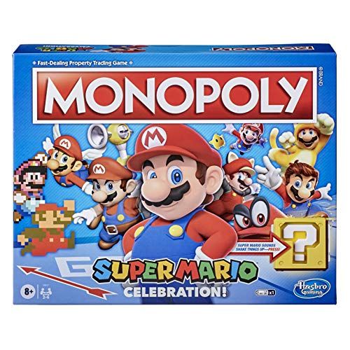 모노폴리 MONOPOLY Super Mario Celebration Edition Board Game for Super Mario Fans for Ages 8 and Up, with Video Game Sound Effects