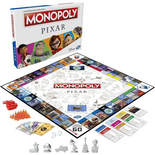 모노폴리 MONOPOLY: Pixar Edition Board Game for Kids 8 and Up, Buy Locations from Disney and Pixars Toy Story, The Incredibles, Up, Coco, and More (Amazon Exclusive)