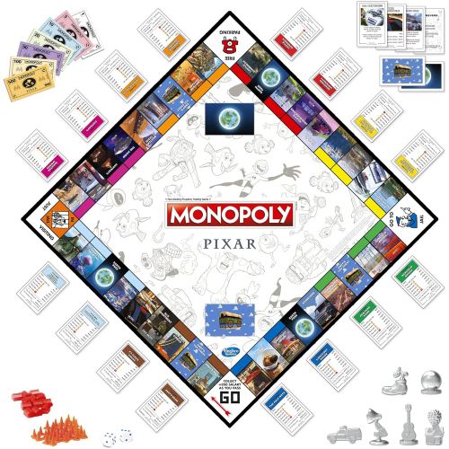 모노폴리 MONOPOLY: Pixar Edition Board Game for Kids 8 and Up, Buy Locations from Disney and Pixars Toy Story, The Incredibles, Up, Coco, and More (Amazon Exclusive)