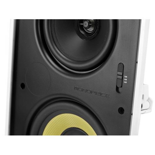  Monoprice 6.5-inch Dual Woofer Micro Flange In-Wall Speakers Pair - 80W Nominal, 160W Max