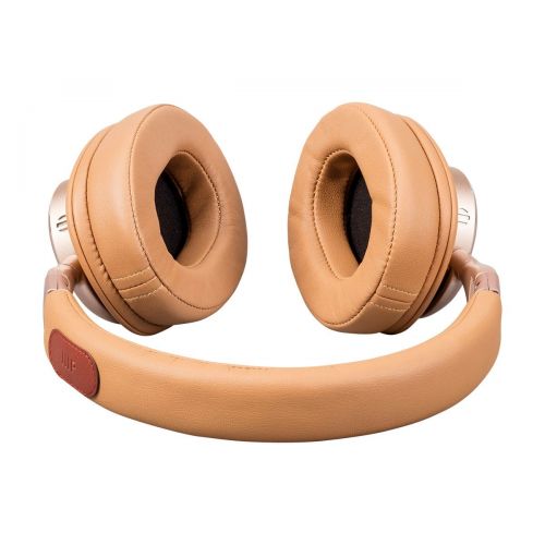  Monoprice SonicSolace Active Noise Cancelling Bluetooth Wireless Headphones, Champagne with Tan Over Ear Headphones