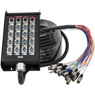 Monoprice 20-Channel Snake & 16 XLR x 4 TRS Stage Box - With 16 Downstream and 4 Upstream Connections, 100 Feet, Black