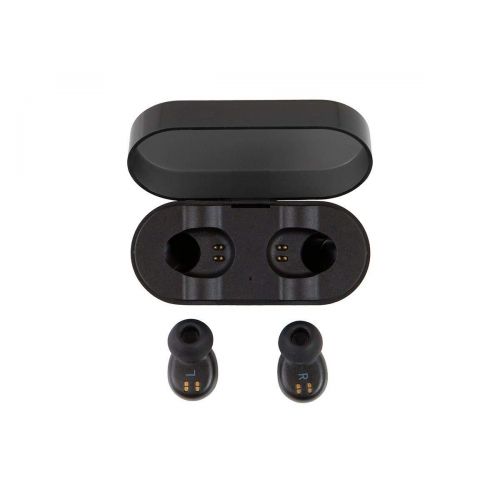  Monoprice MP True Wireless Earphones - Black with Charging Case, Stereo Sound, 4.5 Hours Battery Life, and 30 Feet Wireless Range