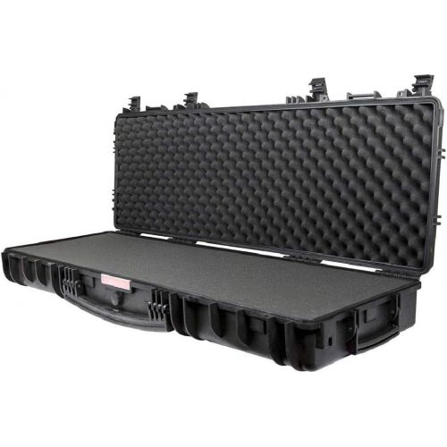  Monoprice Weatherproof/Shockproof Hard Case with Wheels - Black IP67 Level dust and Water Protection up to 1 Meter Depth with Customizable Foam, 47 x 16 x 6