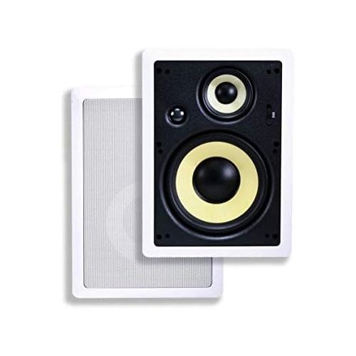  [아마존베스트]Monoprice 3-Way Fiber In-Wall Speakers - 8 Inch (Pair) With Removable And Paintable Grille - Caliber Series