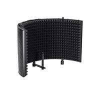 Monoprice Microphone Isolation Shield - Black - Foldable With 3/8 Mic Threaded Mount, High Density Absorbing Foam Front & Vented Metal Back Plate - Stage Right