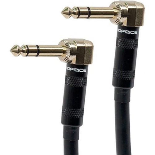  Monoprice Premier Series 1/4 Inch (TRS) Right Angle Male to Male Right Angle 16AWG Cable Cord - 15 Feet- Black (Gold Plated)