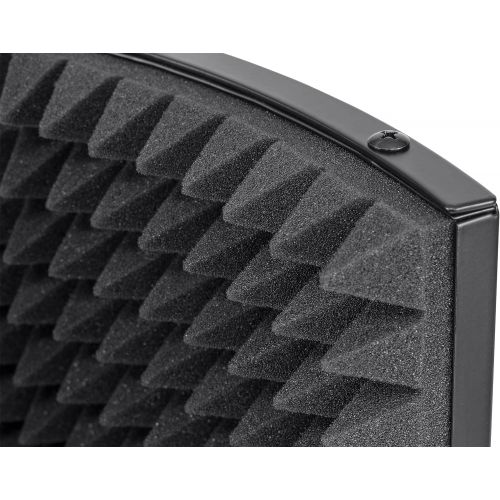  Monoprice Microphone Isolation Shield - Black - Foldable With 3/8 Mic Threaded Mount, High Density Absorbing Foam Front & Vented Metal Back Plate - Stage Right
