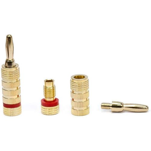  Monoprice Gold Plated Speaker Banana Plugs ? 5 Pairs ? Closed Screw Type, For Speaker Wire, Home Theater, Wall Plates And More