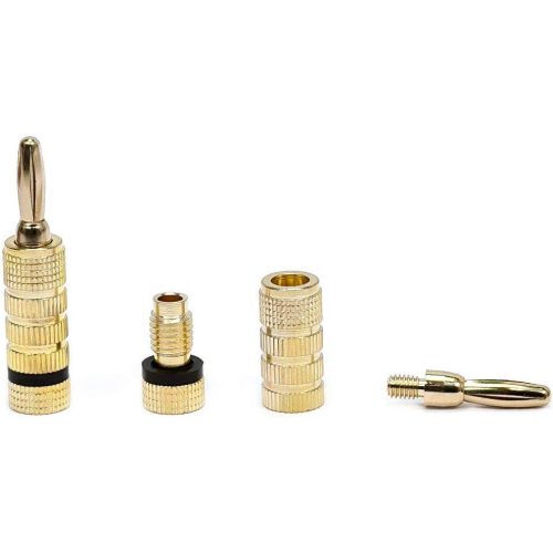  Monoprice Gold Plated Speaker Banana Plugs ? 5 Pairs ? Closed Screw Type, For Speaker Wire, Home Theater, Wall Plates And More