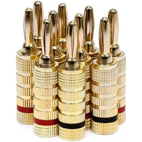  Monoprice Gold Plated Speaker Banana Plugs ? 5 Pairs ? Closed Screw Type, For Speaker Wire, Home Theater, Wall Plates And More