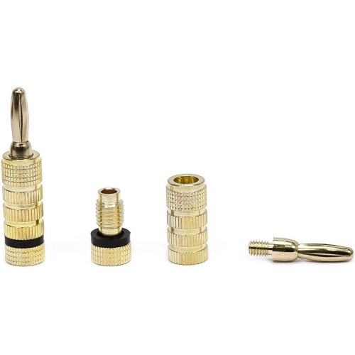  Monoprice 121820 24k Gold Plated Speaker Banana Plugs, Closed Screw Type (10 Pairs)