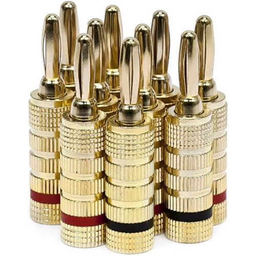  Monoprice 121820 24k Gold Plated Speaker Banana Plugs, Closed Screw Type (10 Pairs)