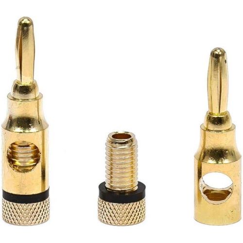  Monoprice 109437 5PRJX74047 Gold Plated Speaker Banana Plugs ? 5 Pairs ? Open Screw Type, For Speaker Wire, Home Theater, Wall Plates And More