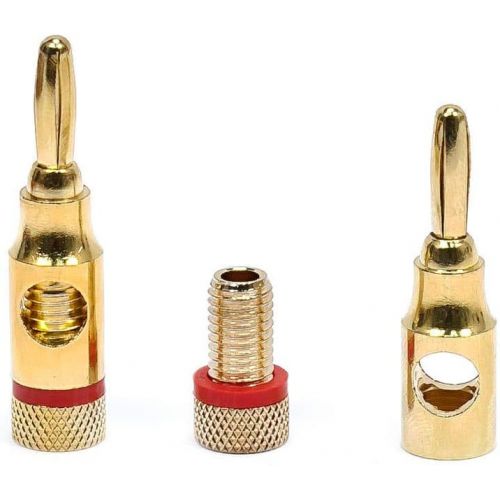  Monoprice 109437 5PRJX74047 Gold Plated Speaker Banana Plugs ? 5 Pairs ? Open Screw Type, For Speaker Wire, Home Theater, Wall Plates And More