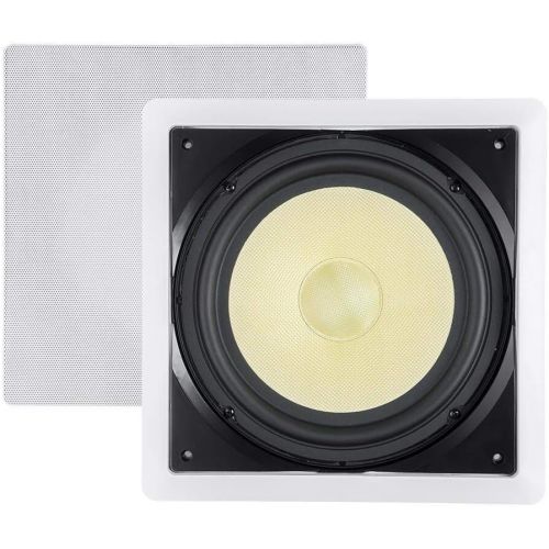  Monoprice Fiber In-Wall Speaker - 10 Inch (Each) 300W Subwoofer, Easy Installation And Paintable Grill - Caliber Series