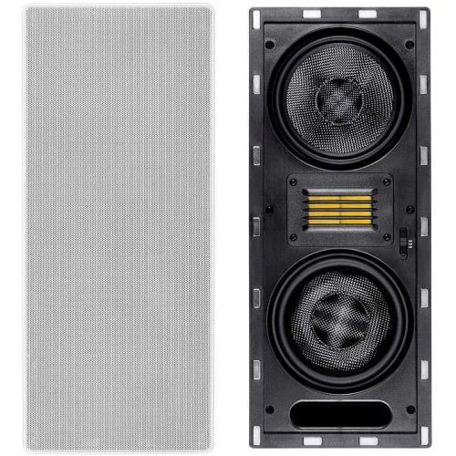  Monoprice 3-Way Carbon Fiber In-Wall Column Speaker - 6.5 Inch (Each) With Ribbon Tweeter - Amber Series, White (115700)