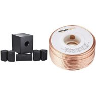 Monoprice 5.1 Channel Home Theater Satellite Speakers & Subwoofer ?- Black & Amazon Basics SW100ft 16-Gauge Speaker Wire - 100 Feet
