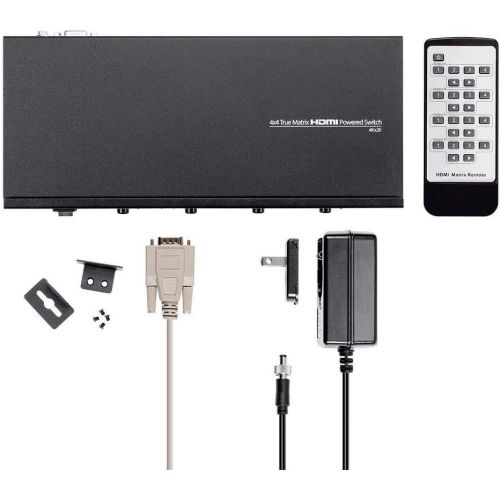  Monoprice Blackbird 4K Pro 4X4 True Matrix HDMI Powered Switch with EDID and RS232 Control
