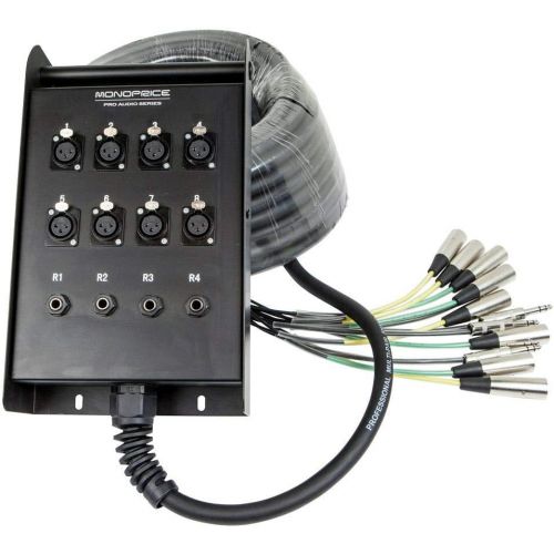  Monoprice 16-channel XLR Snake & 12x4 Stage Box - 30 Meters (98 Feet) With 12 Downstream And 4 Upstream Connections