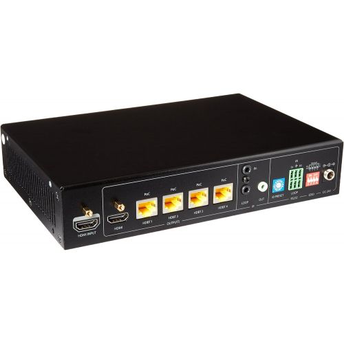  Monoprice Blackbird 4K HDBaseT 1x4 Splitter Extender with PoC, EDID, IR, RS232, and 4 Receivers