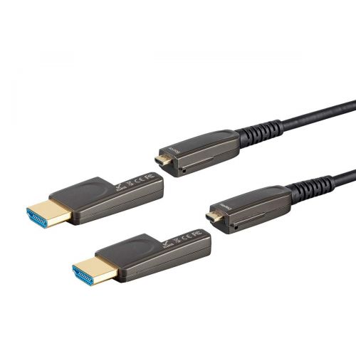  Monoprice SlimRun AV HDR High Speed HDMI Cable with Detachable Connectors - Black - 30 Feet | 4K @ 60Hz, HDR, 18Gbps, Fiber Optic, AOC, YUV 4:4:4, CMP Plenum