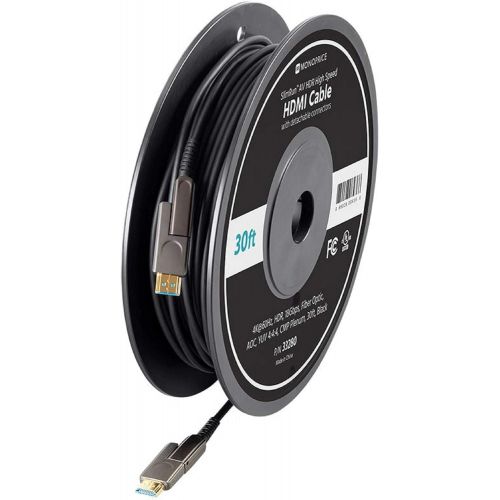  Monoprice SlimRun AV HDR High Speed HDMI Cable with Detachable Connectors - Black - 30 Feet | 4K @ 60Hz, HDR, 18Gbps, Fiber Optic, AOC, YUV 4:4:4, CMP Plenum