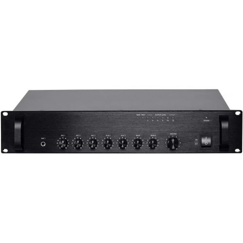  Monoprice 114886 Commercial Audio 120W 5ch 10070V Mixer Amp with Microphone Priority (NO Logo)