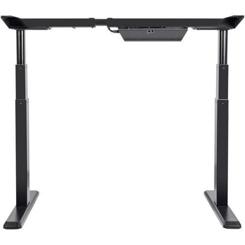  Monoprice Height Adjustable Sit Stand Riser Table Desk Frame - Black with Electric Dual Motor, Compatible with Desktops from 43 Inches Up to 87 Inches Wide - Workstream Collection