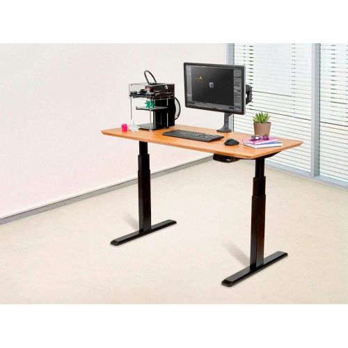  Monoprice Height Adjustable Sit Stand Riser Table Desk Frame - Black with Electric Dual Motor, Compatible with Desktops from 43 Inches Up to 87 Inches Wide - Workstream Collection