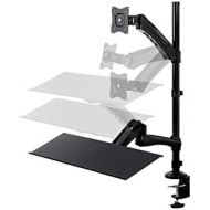 Monoprice Articulating Gas Spring Sit Stand Monitor and Keyboard Riser Desk Mount - Black, 26 Inch Table Top Workstation | Easy To Use, Compatible With Most Desks