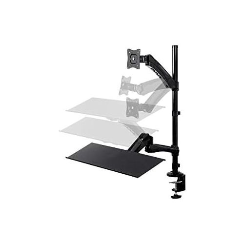  Monoprice Articulating Gas Spring Sit Stand Monitor and Keyboard Riser Desk Mount - Black, 26 Inch Table Top Workstation | Easy To Use, Compatible With Most Desks